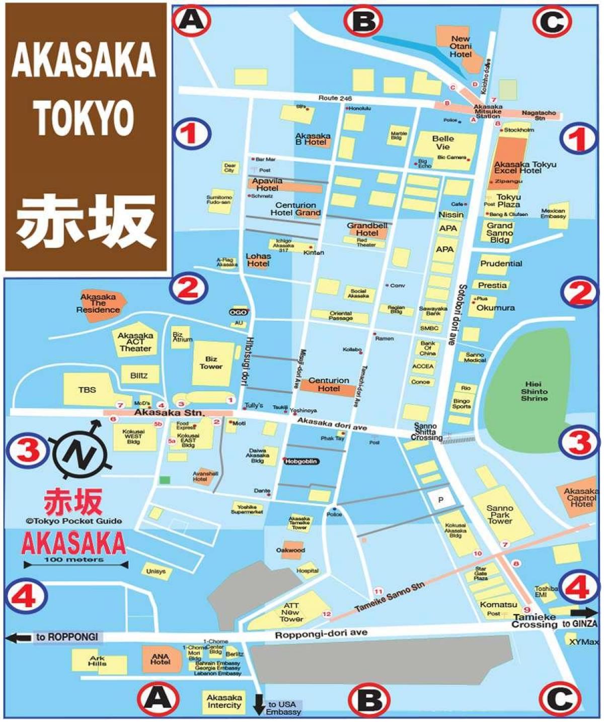 kaart van het metrostation Akasaka Tokio