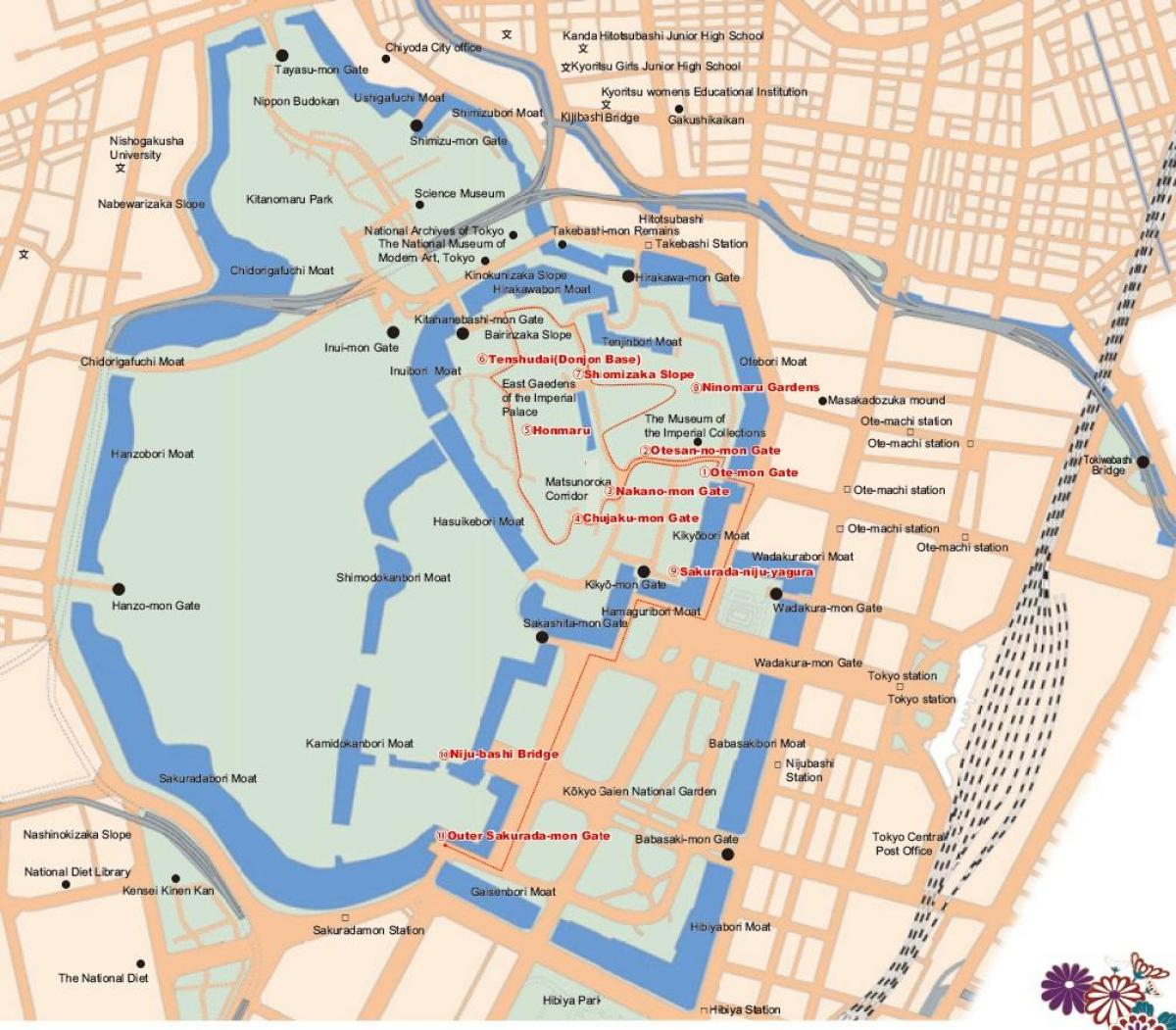 Chiyoda in Tokyo kaart