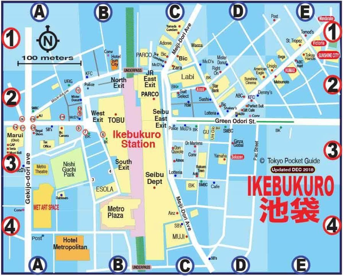 kaart van Ikebukuro Tokyo