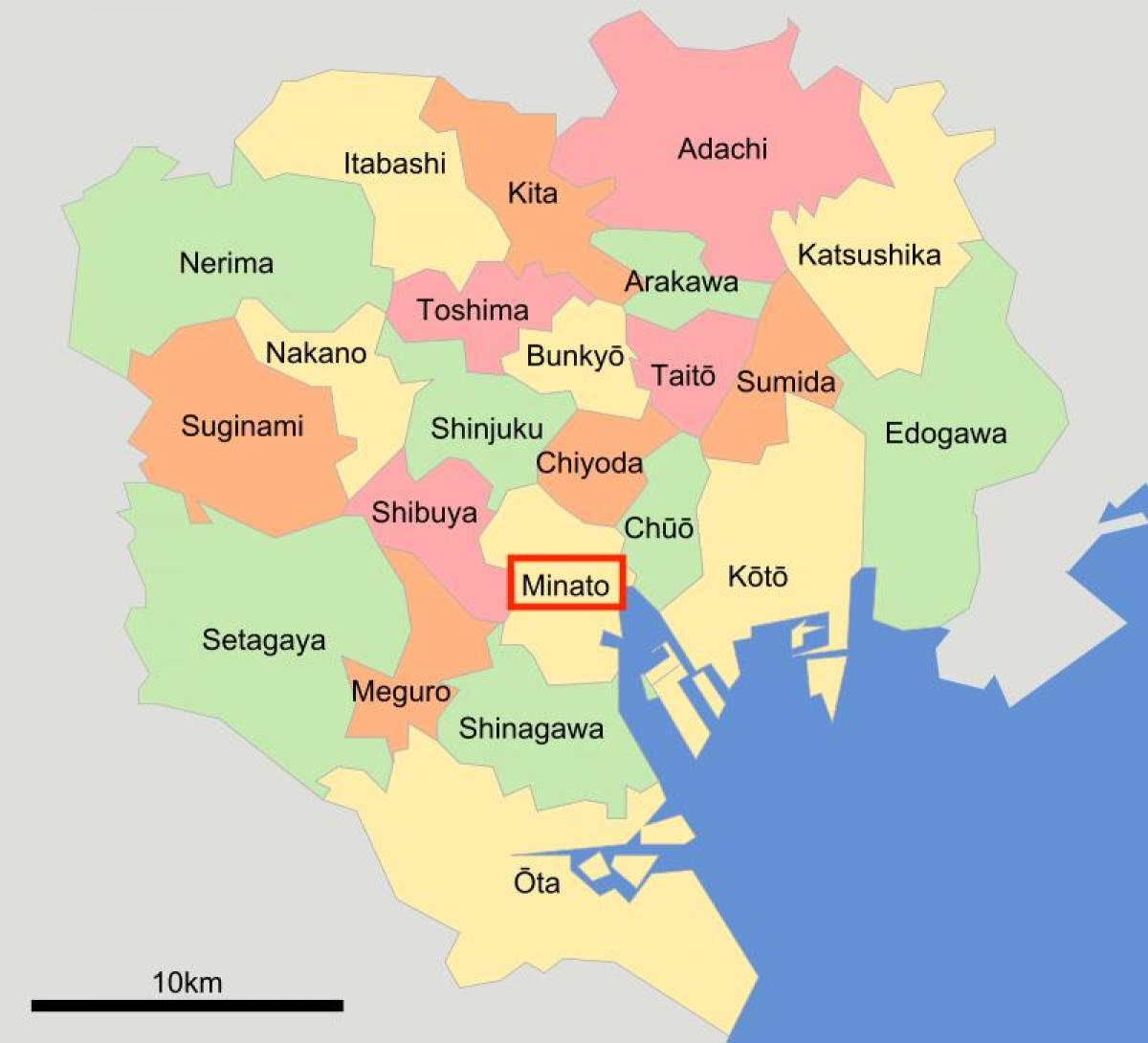 minato ku-Tokyo kaart