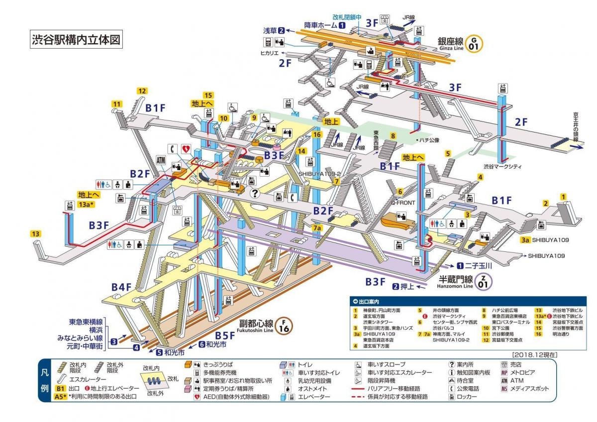 Shibuya metrostation kaart