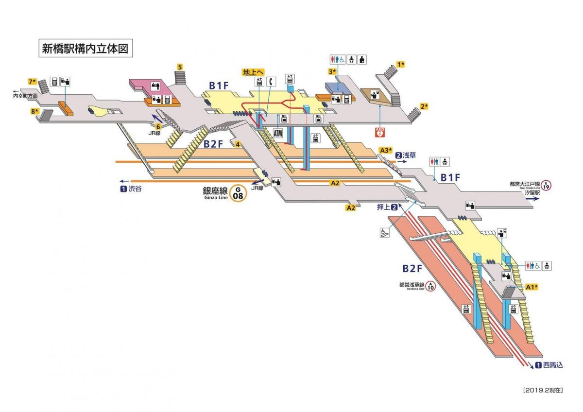 kaart van het station Shimbashi