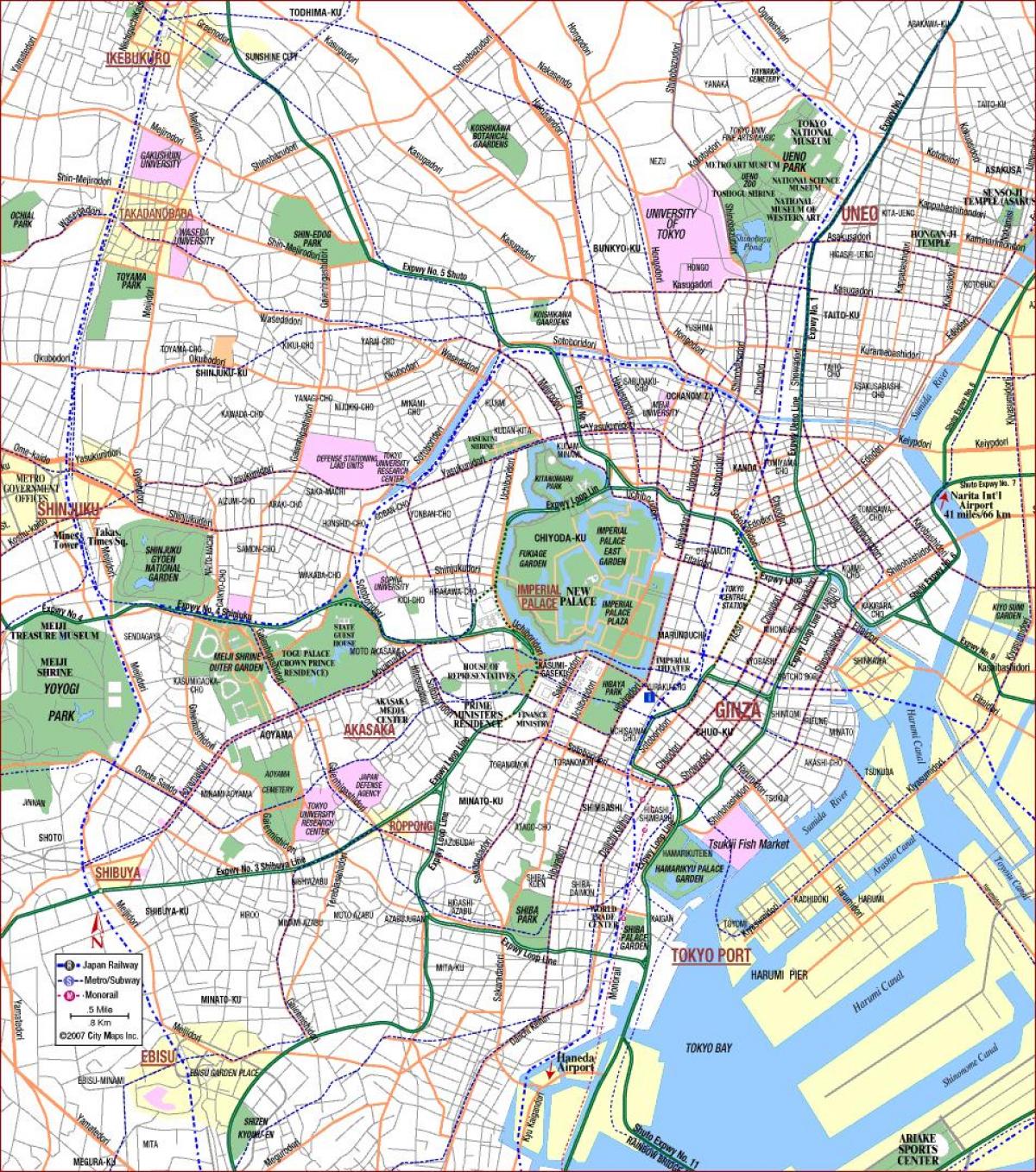 kaart van Tokyo parken