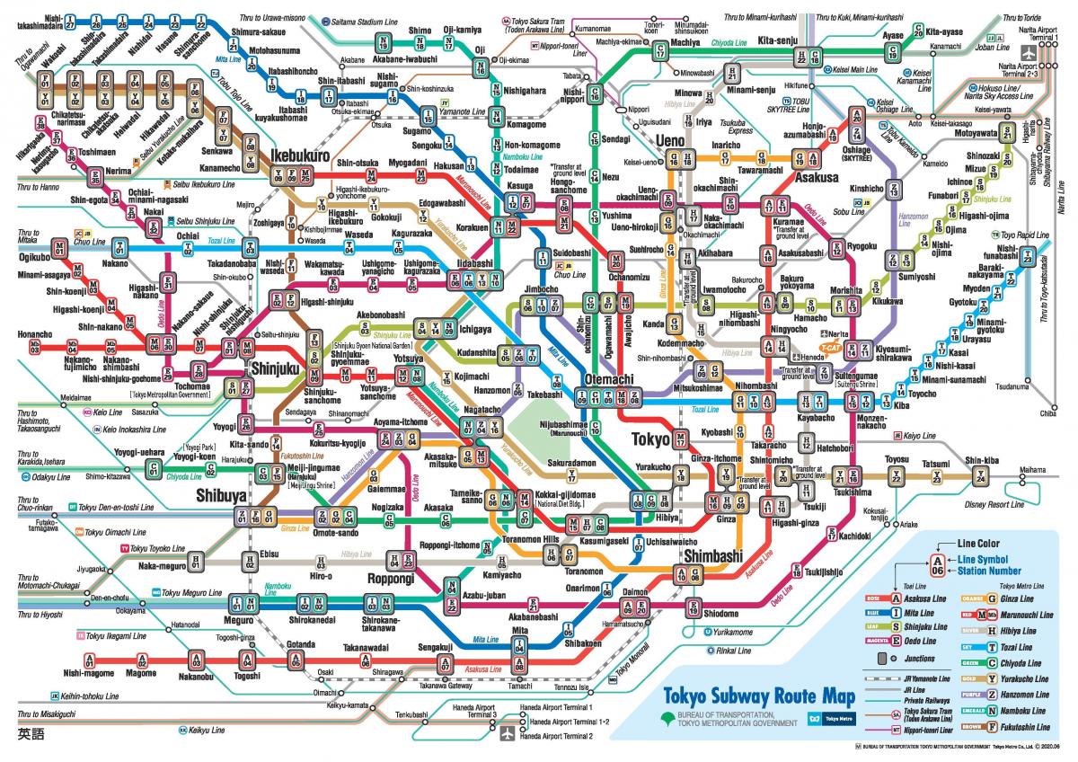 Tokio openbaar vervoer kaart