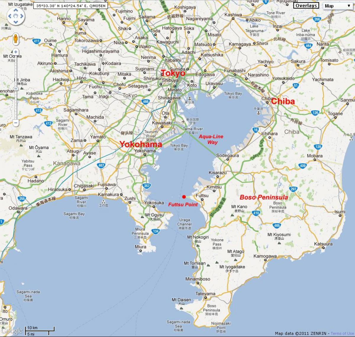kaart van de baai van Tokio