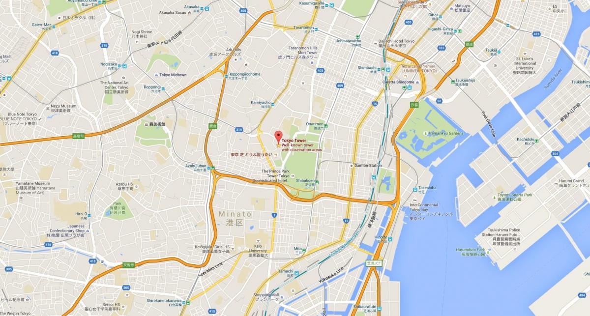 kaart van Tokyo tower