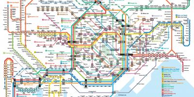 Kaart van de JR-lijnen in Tokio