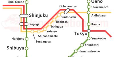 Tokio JR lijn kaart