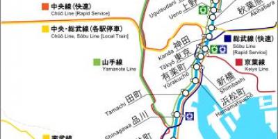 Kaart van Keihin tohoku lijn