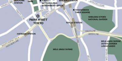 Kaart van park hyatt Tokyo, een