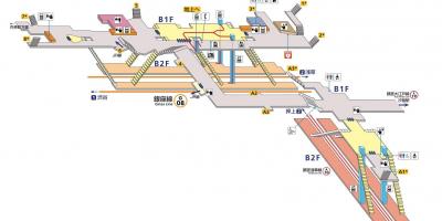 Kaart van het station Shimbashi