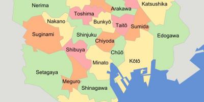 Kaart van Tokyo wijken