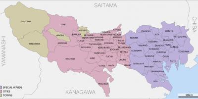 Kaart van Tokyo prefecturen
